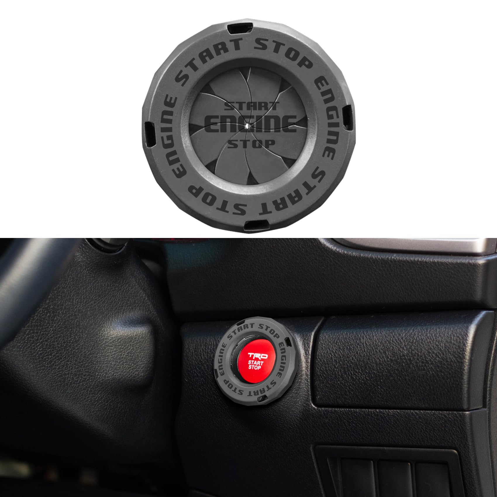 Photo 1 of Zufoty Push Start Button Cover, Car Start Engine Button Cover, Car Ignition Key Switch Cover, Spin Ignition Protective Cover, Engine Start Stop Button Cover Car Interior Accessories Fits Most Cars