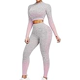 JOYMODE Workout Sets for Women 2 Piece High Waist Seamless Leggings and Crop Top Yoga Outfit