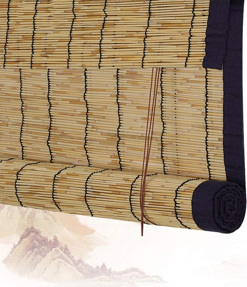 JIAJUAN Roller Blinds Natural Reed Matchstick Light Filtering Roll-up Roman Window Shades with Side Pull, Customizable, 2 Colors (Color : A, Size : 120X180CM)