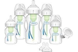Dr. Brown’s Natural Flow Anti-Colic Options+ Wide-Neck Baby Bottles, Newborn Gift Set, Blue