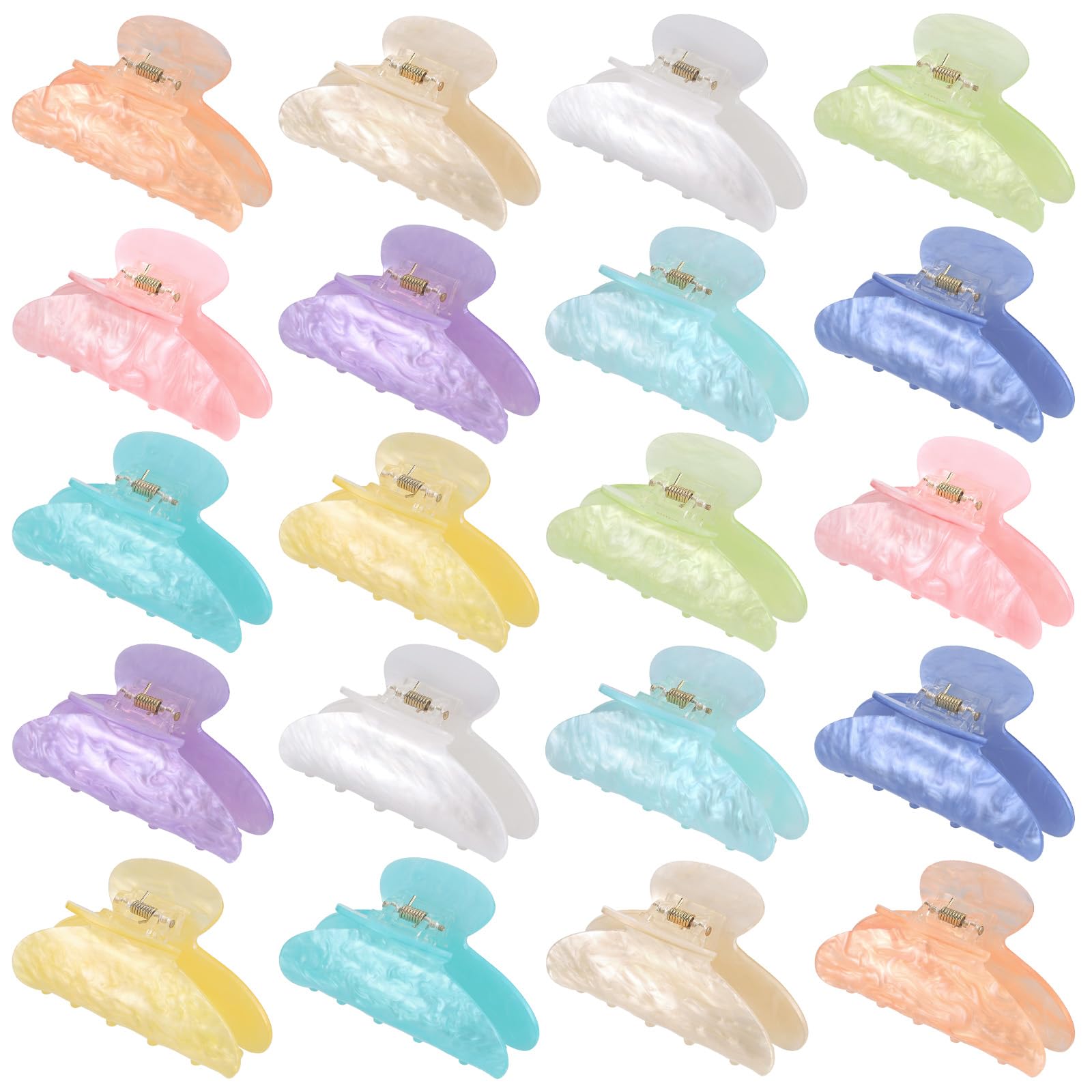 Photo 1 of 20 PCS Acrylic Hair Claw Clips Non-slip Large Claw Clamps Bulk French Shimmering Stylish Barrettes for Women Girls Thick Thin Hair Home Out Headpiece
