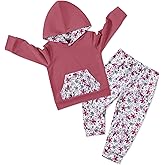 mikiumkee Toddler Girl Clothes 1-6Y Hooded Sweatshirt+Floral Pants 2Pcs Toddlers Girls Outfits Sweatsuits