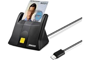 Type C Smart Card Reader Saicoo DOD Military USB-C Common Access CAC Card Reader, Compatible with Windows (32/64bit) XP/Vista/ 7/8/11, Mac OS X - Vertical Version