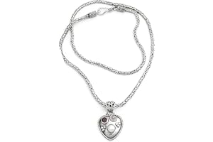 NOVICA Artisan Handmade Pearl Garnet Heart Necklace Sterling Silver Red White Pendant Indonesia Birthstone [19.75 in L Pendan