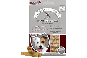 Tartar Shield Soft Rawhide Chews | Safe Dental Treats for Small Dogs | Vet VOHC Approved | Daily Bone Cleans Teeth & Gums Fresh Breath Oral Health Support | USA Made | (Small Dogs / 12 Count)