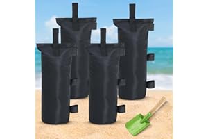 HLong Sand Bags for Pop Up Canopy Tent Includes 4 sandbags and a Shovel (7''x18'', Black)