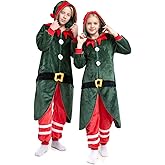 HSCTEK Kids Christmas Flannel Onesie with Hood Boys Girls