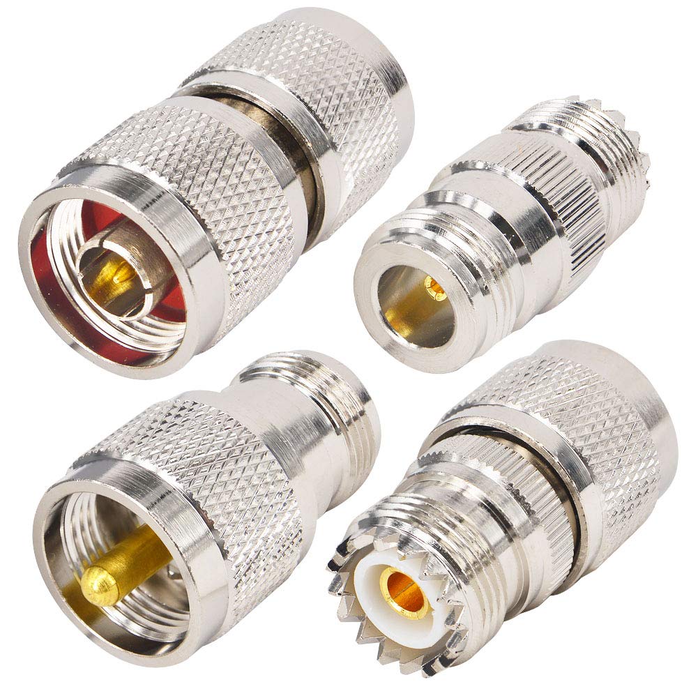 YILIANDUO RF Coaxial Adapter kit N-type to UHF PL-259 SO-239 Adapter Male/Female to Male/Female Straight Connector for Wi-Fi Antenna Repeaters Radio Signal Extension Cable