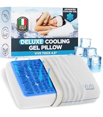 Vive Deluxe Cooling Gel Pillow – Ergonomic Memory Foam Neck