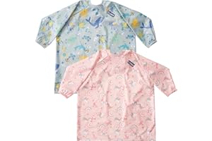 BIBaDO Mess Proof Baby Feeding Bibs, Long Sleeve Weaning Essential 6 to 36 Months Toddler Bib, Waterproof, Machine Washable