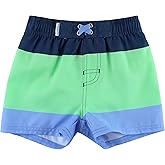 RUGGEDBUTTS Boys UPF50+ Sun Protection Striped Color Block Swim Trunks