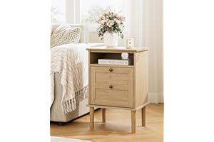 Apetaccat Nightstand, Farmhouse Night Stand, Mid Century Modern Side Accent Table with Open Shelf, Wooden Top Bedside End Tab