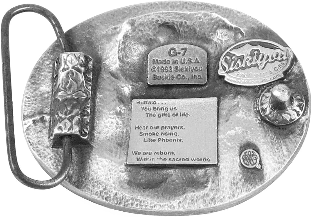 Pewter Belt Buckle - Southwest Buffalo Head - Unfinished: Clothing
