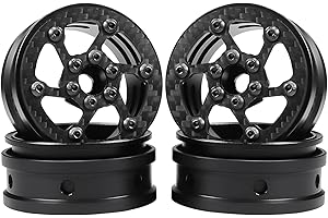 POWMOK 2.2 beadlock Wheels 4PCS Carbon Fiber Wheel Rims for 1/10 RC Crawler Cheater Rigs Capra SCX10 Pro TF2 Element Enduro TRX4 Upgrades accessories (Carbon Fiber 2.2 beadlock Wheels A)