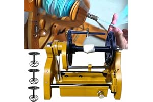 Aredwhiterui Household Electric Spinning Wheel, Mini Wool Spinning Wheel - Forward/Reverse Switching+Max Speed ​​800RPM+Capacity 4oz(120G), for Wool Fibre Twisting, 3 Spools,Gold