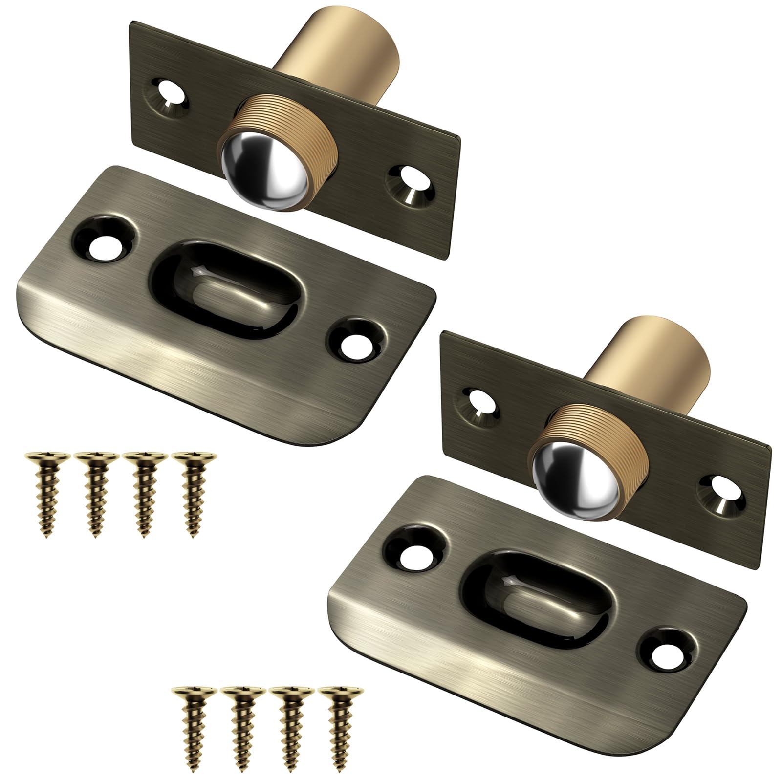 Ball Door Catches for Internal Doors Jiayi Roller Ball Door Catches Adjustable Door Ball Latches Spring Ball Bearing Door Catch Door Hardware for Cupboard Closet Top of Door (2 Pack, Bronze)
