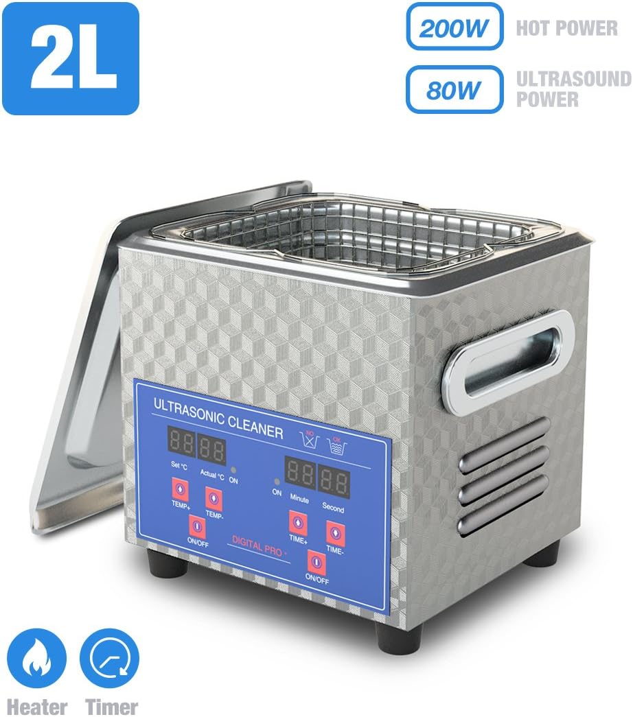 Jakan Professional Sonic Cleaner 2 Liter Ultrasonic Cleaner Timer and Heater - for Jewelry Manufacturing/Medical/Dental Labs/LCD