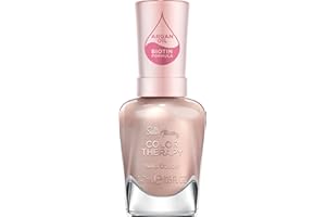 Sally Hansen Color Therapy Nail Polish | Biotin, Argan Oil, Long Lasting, Healthy Nails, Nail Strengthener, Semi-Opaque | 200 Powder Room | Soft Nude Nail Color