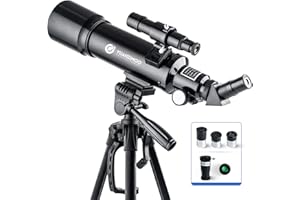 YUANZIMOO Telescope 70 mm Aperture 400 mm Refractor Astronomical Portable Telescope for Kids Adults Beginners with Tripod Black