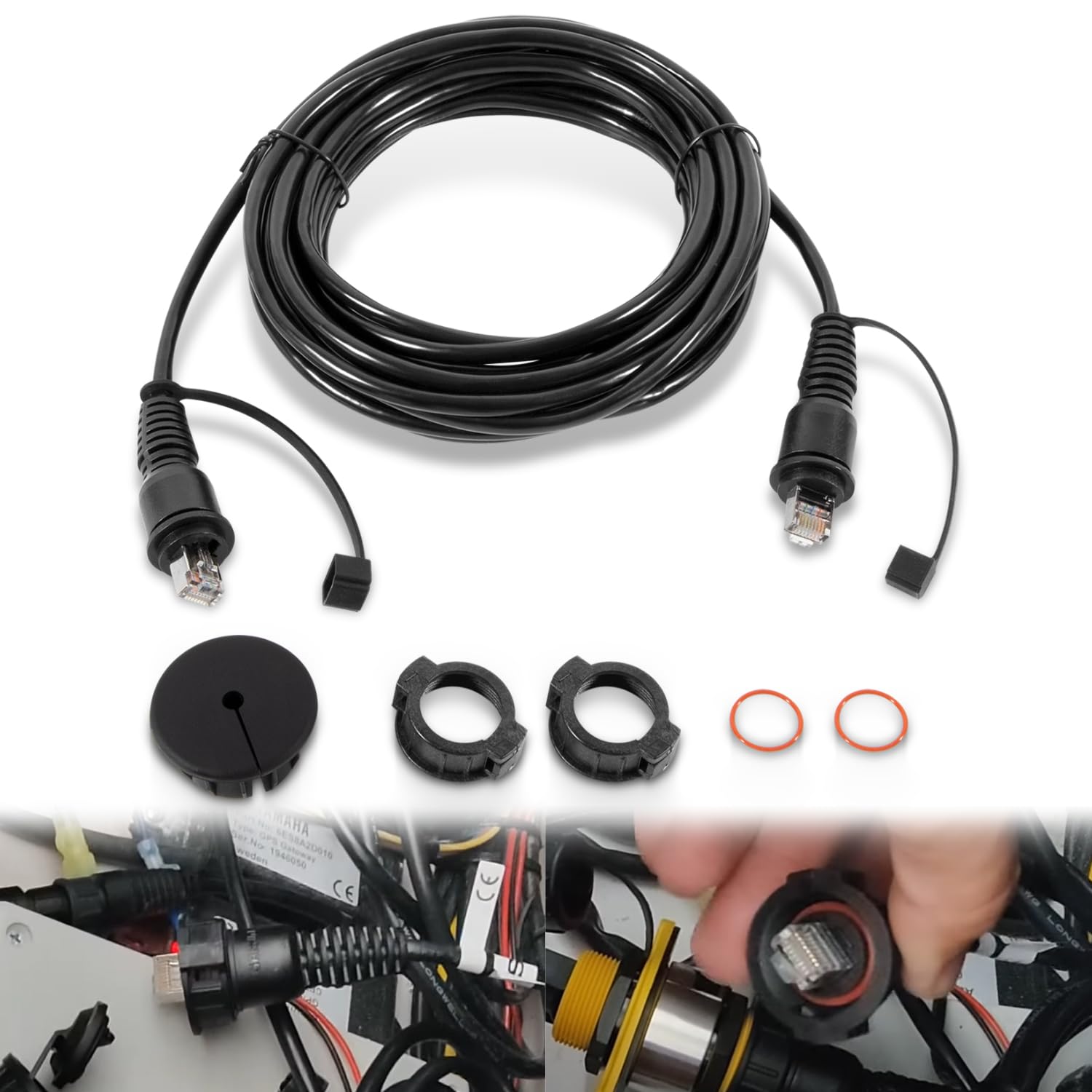 Photo 1 of yourour 010-10551-00 Marine Network Cable,GMS 10 Cable 20 Feet with Split Connector and Waterproof Cap for Marine RJ45 Compatible with Garmin Navigation Screen Devices