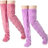 Geyoga 2 Pairs Over Knee High Fuzzy Socks Plush Thick Slipper Stockings Thigh High Leg Warmers