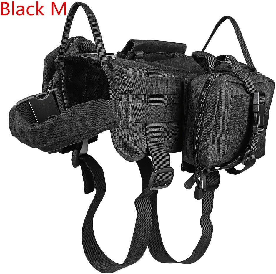 LFNJT1122 Tactical Dog Military Training Molle Vest Harness With 3 Detachable Pouches