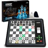 Vonset L6 Electronic Chess Board with LED Lights E-Ink Screen Display | Electronic Chess Computer transparent magnetic pieces for beginners and chess lovers Computer Chess Set