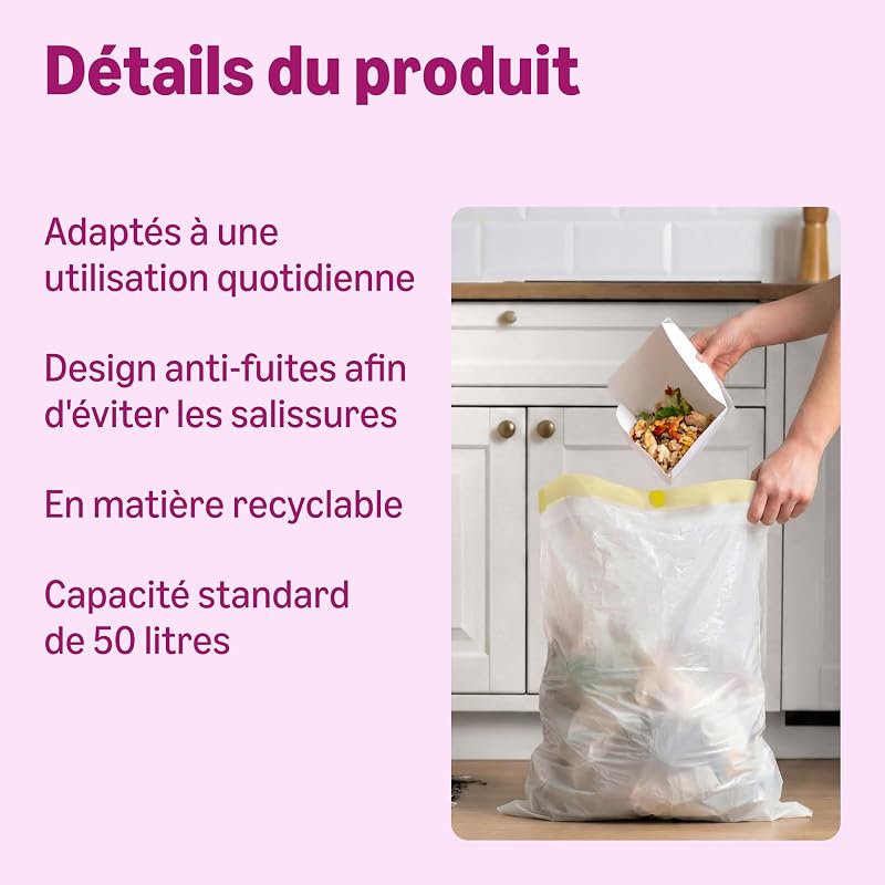 Bin Linersy Lot de 20 sacs non parfumés