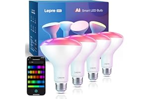 Lepro BR2 AI Smart Light Bulb, RGBWW Dimmable BR30 Bulbs 1200LM, Work with Alexa & Google Home, Music Sync, Flood Color Chang