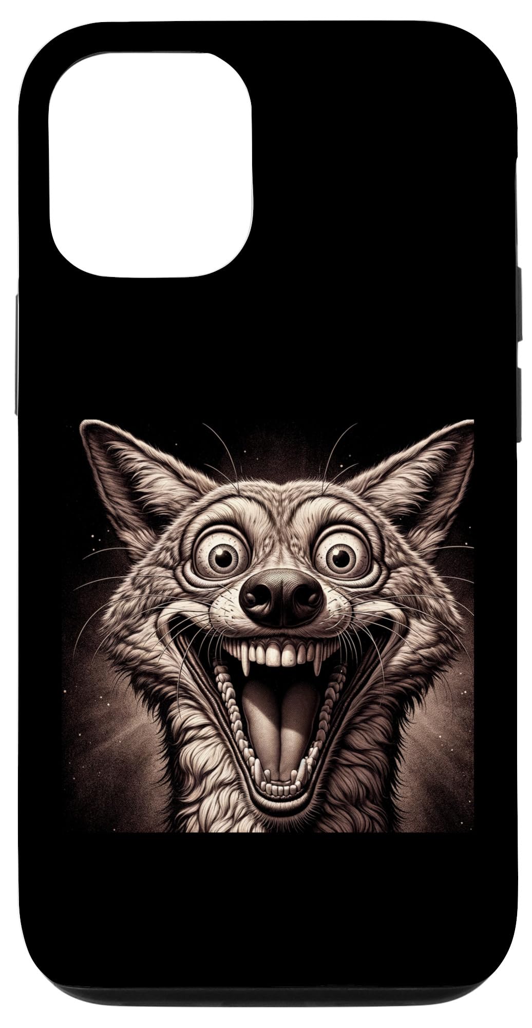 iPhone 12/12 Pro Mad Fox Cartoon Tee Crazy Wierd Animal Art Shirt Vintage Case
