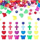KISSITTY 120Pcs 4 Styles Spray Painted Acrylic Beads Mixed Shapes Opaque Colorful Bead Loose Spacer Bead Round Cross Butterfly Heart Beads for DIY Necklace Bracelet Earring Key Chain Jewelry Making