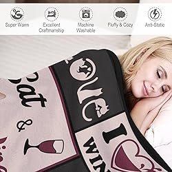 Cat Wine Print Blanket Cute Bengal Cat Dark Red