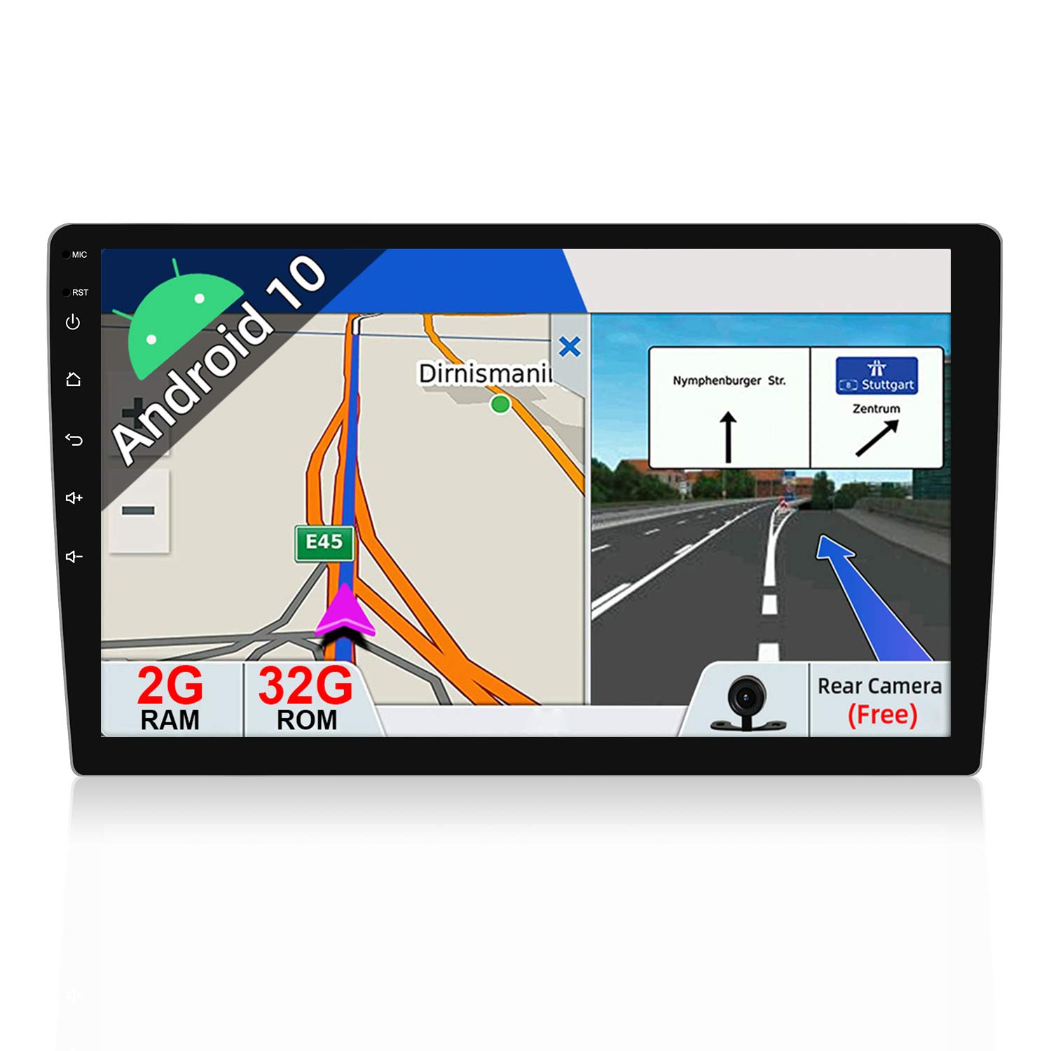 JOYX 10.1 Inch Android 10 Double Din Car Stereo Head Unit Universal Radio - Free Backup Camera - 2G+32G - Support Sat Nav Bluetooth DAB+ WIFI 4G Steering Wheel Carplay Android Auto Split Screen Google