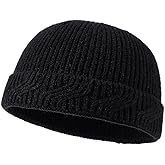 Gvatasz Winter Beanie Hat Knit Docker Cap Retro Worker Caps Skullcap Cuffed Brimless Hat Landlord Hats Warm for Men/Women