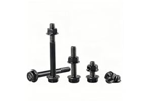 M10-1.5X 45mm Flange Bolt and Nut Kit (5 Sets)- Grade 10.9 Alloy Steel, Black Zinc,Full Thread, Serrated Self-Locking, Vibrat