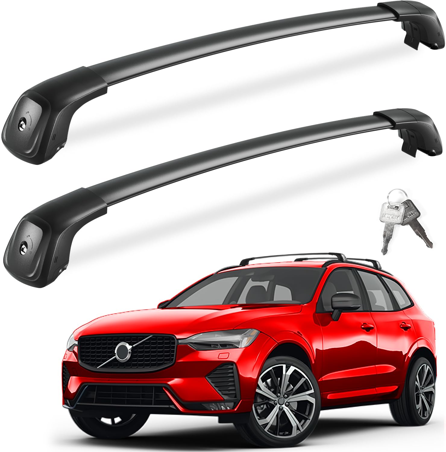 Photo 1 of FengYu Lockable Roof Rack Cross Bars 260lbs Compatible with Volvo XC60 XC-60 2018-2025, Heavy Duty Aluminum Roof Rails Crossbars Bike Black Rooftop Cargo Carrier Luggage SUV Accessories