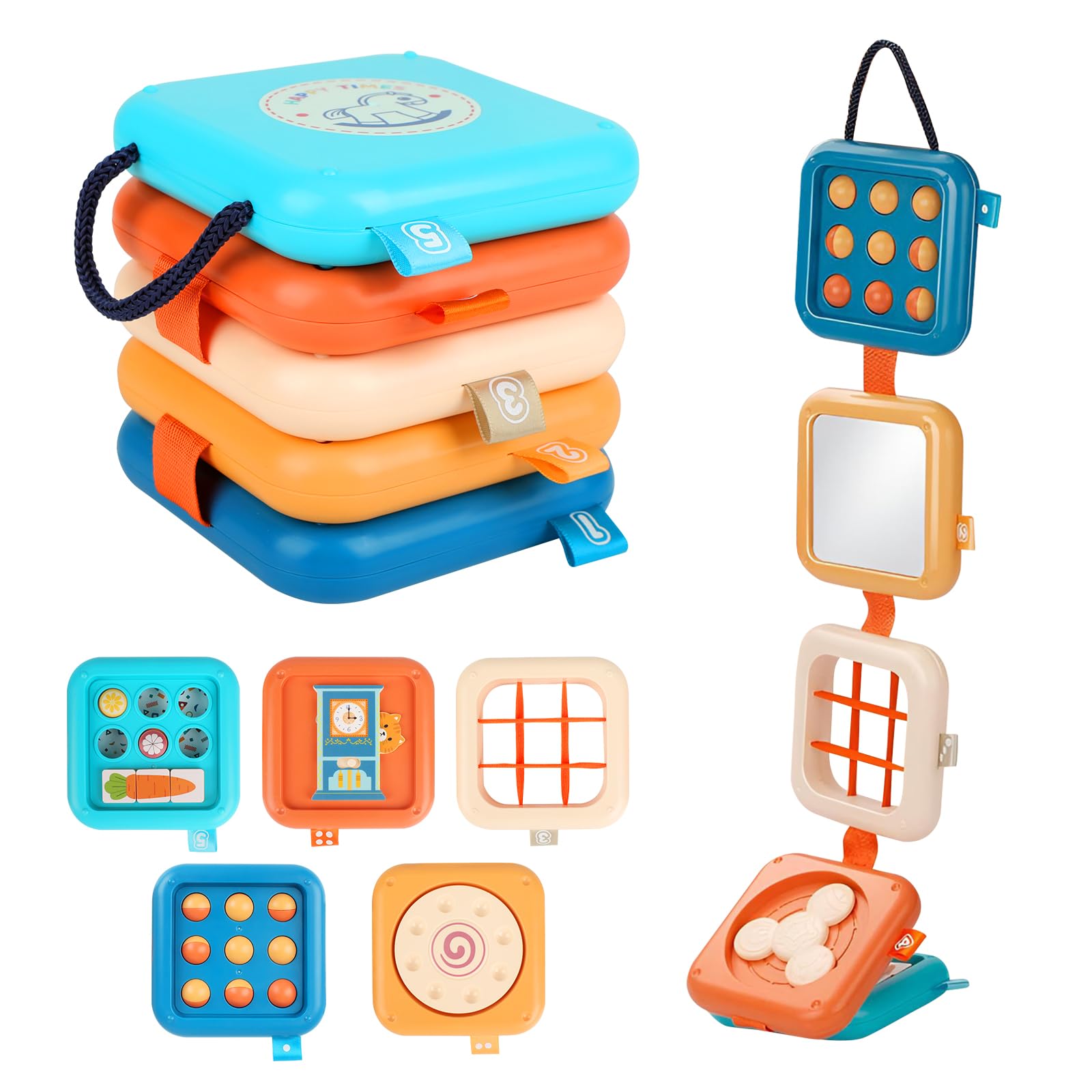 ZCOINS Foldable 5-Panel Activity Busy Cube for Toddlers 18M+, Home & Travel Montessori Sensory Busy Board with Fine Motor Activities, Independent Play Baby Toy Airplane Essentials & Learning Gift — image 1