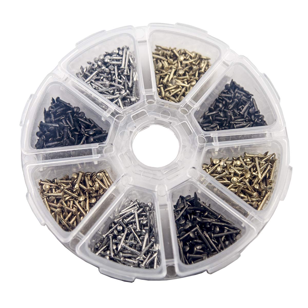 Newlng Small Tiny Nails for Woodworking - Antique DIY Decorative Box Accessories Mini Hardware Wooden Nails Gold Silver Bronze 1x6mm 1x8mm 1x10mm Boxed 1600PCS