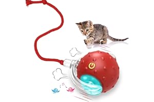 Giociv Cat Toys Interactive with Motion Activated & Chirping, Rolling Super Fast on Carpet Happy Party Game with Kittens