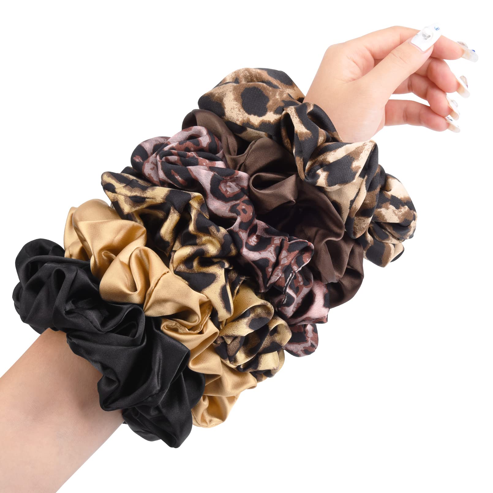 Photo 1 of ****2 PACK***XL Big Silk Scrunchies for Women CEELGON Extra Large Scrunchie Satin Oversized Silk Thick Elastic Fluffy Hair Ties Jumbo Gigantic Soft Chiffon Cute Scrunchy Hair Scrunchies 6 Pack