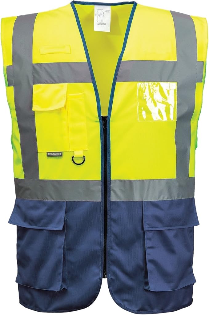 Portwest Hi VIS Executive/Manager Vest/Safetywear (S) (Yellow/Navy