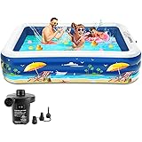 Inflatable Pool, 100" X 71" X 22" FUNAVO Full-Sized Swimming Pool for Kids and Family, Blow Up Pool for Backyard, Adults, Bab