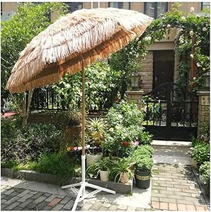 WenFei shop Sombrilla De Jardín Redonda, Sombrilla De Paja Tiki Patio