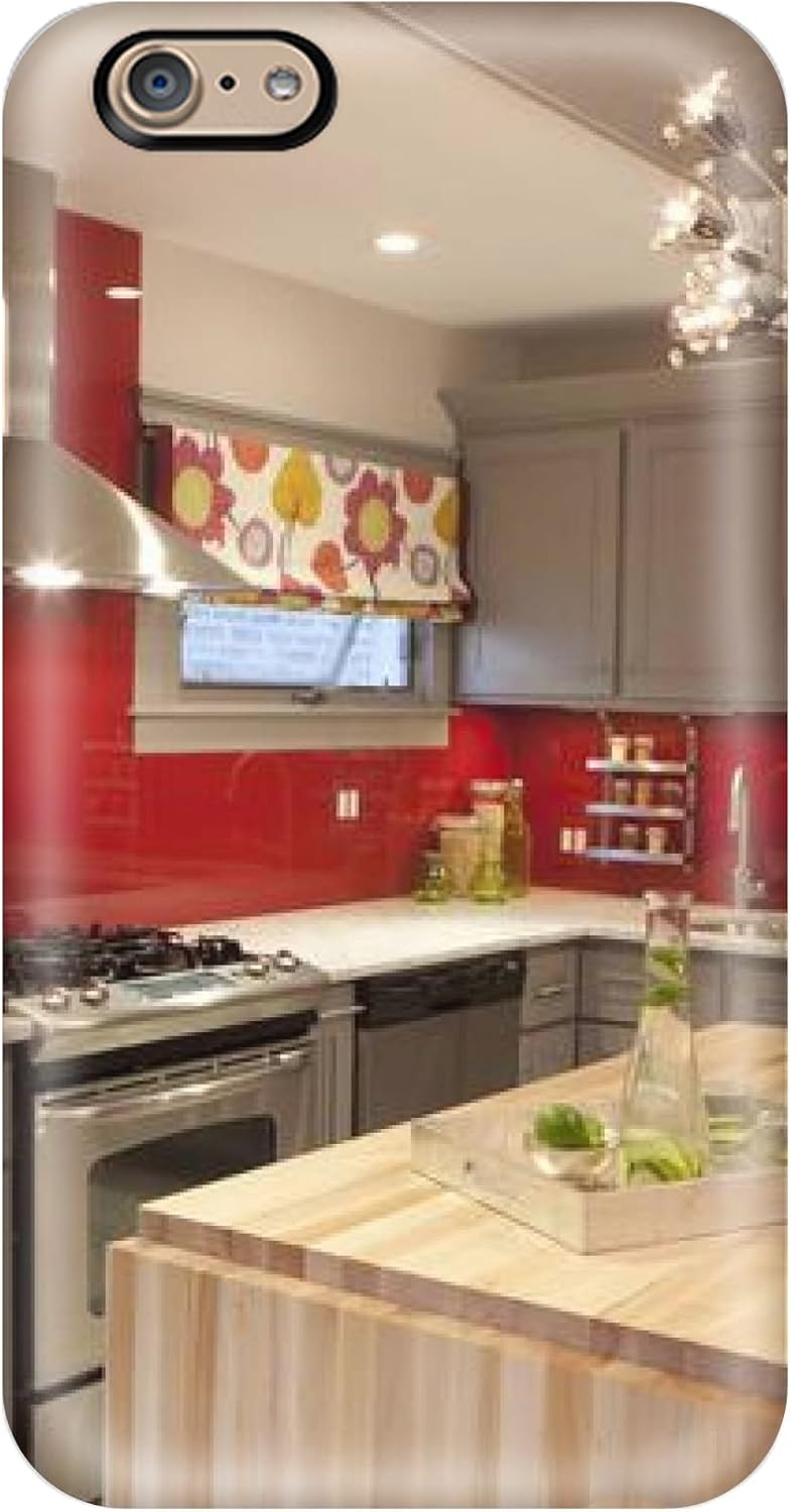 New Mqywxzq15555vclej Gray Cabinetry With Red Backsplash In Fun Kitchen Tpu Cover Case For Iphone 6 Amazon Ca Cell Phones Accessories
