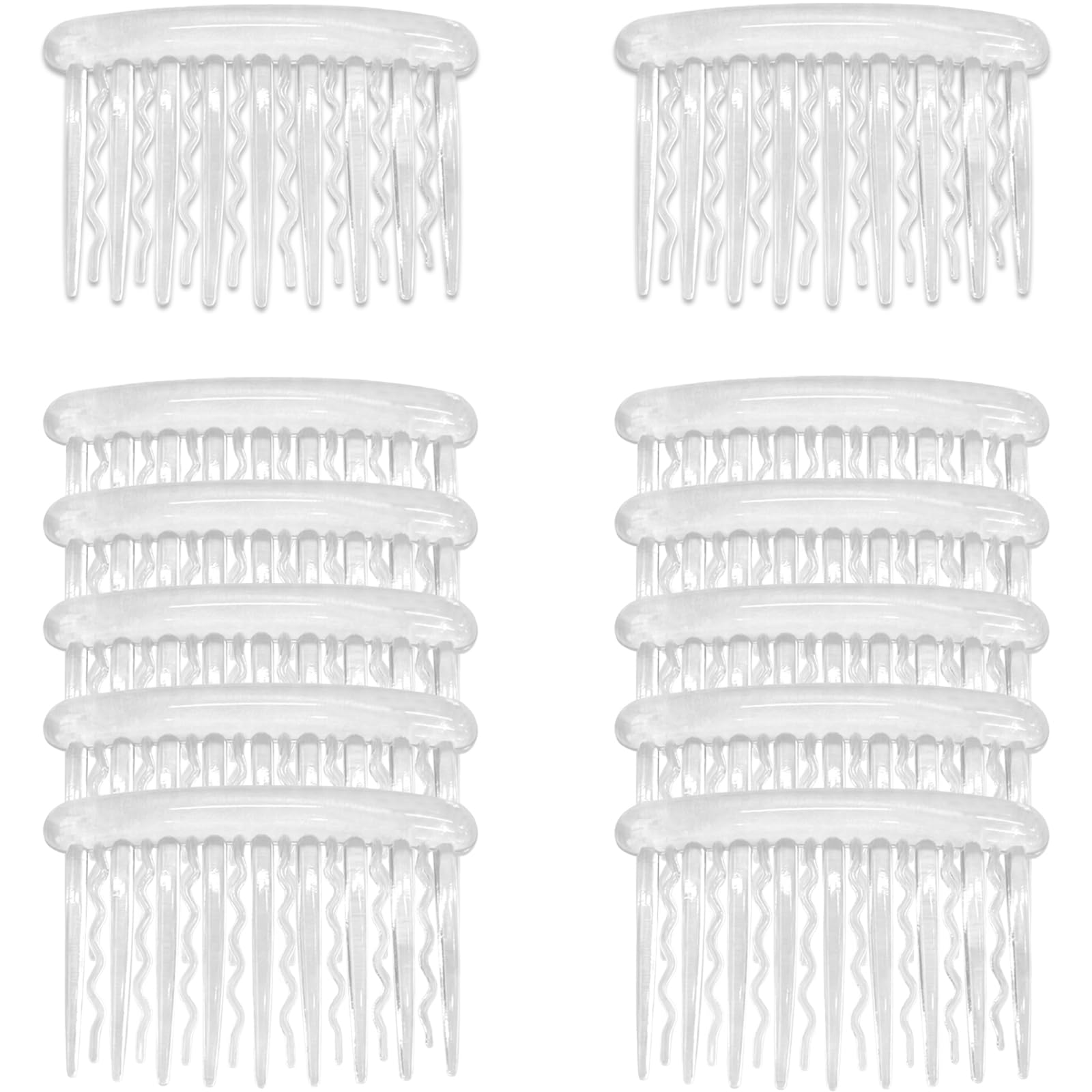 Photo 1 of 12 Pcs Transparent Plastic Hair Side Combs - Stylish Lightweight Teeth Comb Accessories