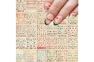 CUBLIVE 30 Sheets Christmas Nail Art Stickers 3D Self- Adhesive Snowflake Nail Charms Decals White Red Christmas Nail Decorations Accessories Supplies