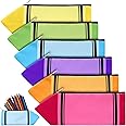 Kisston 6 Pcs teacher pencil pouch Appreciation Gifts bulk Colorful kawaii crayon Pencil Case with Zipper Aesthetic crayon case Pouch Organizer for Office Supplies