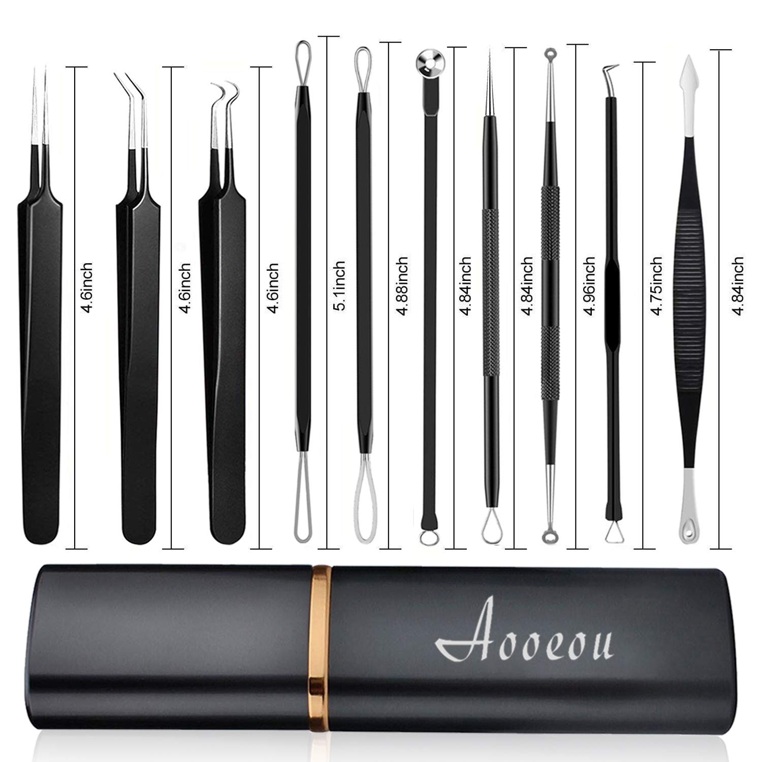 pimple popper tool- Aooeou 10 Pcs Professional Pimple Comedone Extractor Tool Acne Removal Kit -Treatment for Pimples, Blackheads, Blemish, Zit Removing, Forehead and Nose: Beauty