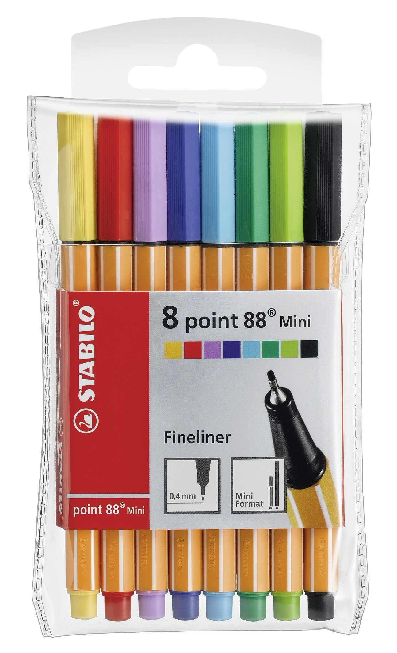 STABILO Fineliner point 88 Mini - Pack of 8 - Assorted colours