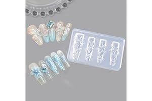 LIFOOST Flowers Nail Mold Silicone Tools Classic Floral Carving Template Nail Art Resin Molds for DIY Manicure Design